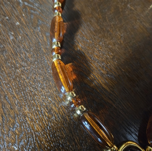 Vintage Napier brown amber beaded Chunky necklace. - Picture 7 of 12